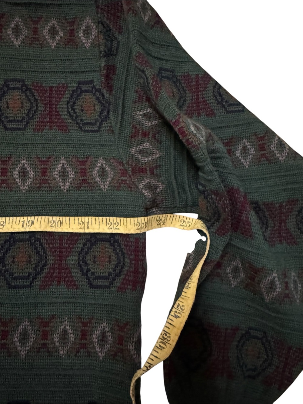 VINTAGE Grandpacore Macaire Geometric Knit Sweater Pure Wool Canada Sz Medium - Picture 6 of 8